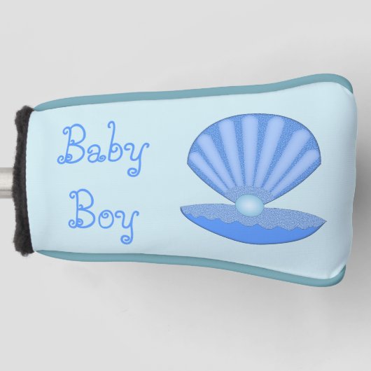 Blue Baby Boy Oyster shell en Pearl Custom Golfheadcover (Voorkant)