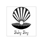 Blue Baby Boy Oyster shell en Pearl Custom Rubberstempel (Afrduk)