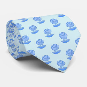 Blue Baby Boy Oyster shell en Pearl Patterned Stropdas