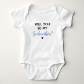 Blue Baby Boy Schattige Wil je mijn peetmoeder zij Romper (Voorkant)