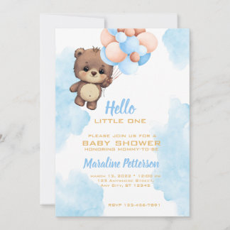 Blue Baby Boy Shower-uitnodiging Feestdagenkaart