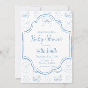 Blue Baby Boy Shower-uitnodiging Kaart