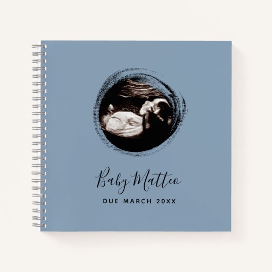 Blue Baby Boy Sonogram Ultrasound Pregnbook Notitieboek (Voorkant)