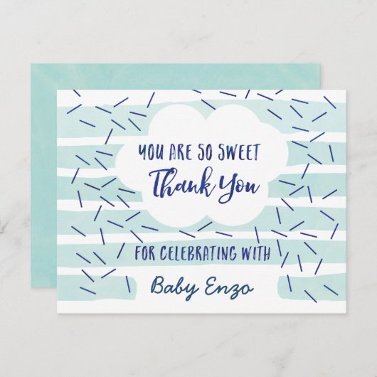Blue Baby Boy Sprinkle Dank je kaarten (Voorkant / Achterkant)