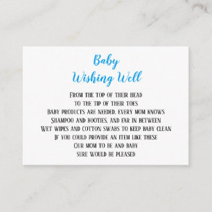 Blue Baby Boy Wishing Well Baby shower Mini Cartes
