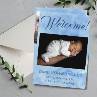 Blue Baby Boy's geboorteaankondiging Aankondiging