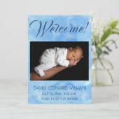 Blue Baby Boy's geboorteaankondiging Aankondiging (Staand voorkant)