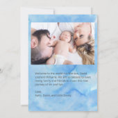 Blue Baby Boy's geboorteaankondiging Aankondiging (Achterkant)