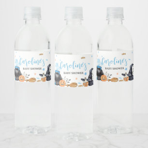 Blue Baby brouwt Schattige Halloween Baby shower Waterfles Etiket