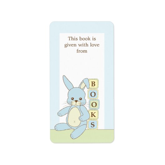 Blue Baby Bunny Book Cadeauboek Bord Label (Voorkant)