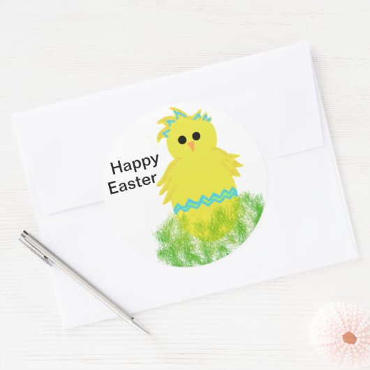 Blue Baby Chick Egg Easter Ronde Sticker (Envelop)