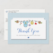 Blue Baby Clothesline | Dank u wel Briefkaart (Voorkant / Achterkant)