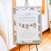 Blue Baby Clothesline Little Cowboy Baby shower
