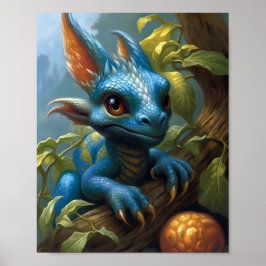 Blue Baby Dragon Poster