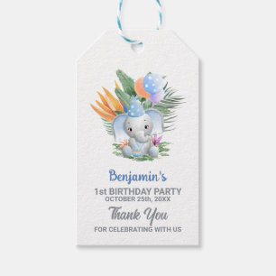 Blue Baby Elephant 1st Birthday Bedankt Cadeaulabel