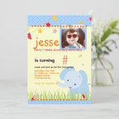 Blue Baby Elephant gepersonaliseerde partij Kaart (Staand voorkant)