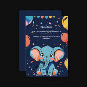 Blue Baby Elephant Party Baby shower Informatiekaartje