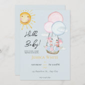 Blue Baby Elephant thème Baby shower Invitation (Devant / Derrière)