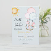 Blue Baby Elephant Theme Baby shower Invitation Kaart (Staand voorkant)