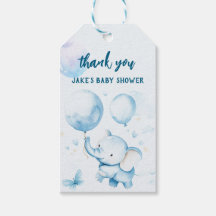 Blue Baby Elephant Waterverf Gift Labels