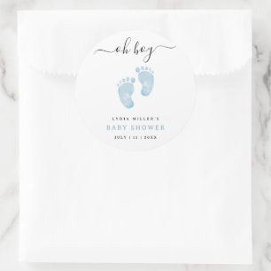 Blue Baby Feet Baby shower Welkom Baby Boy Ronde Sticker