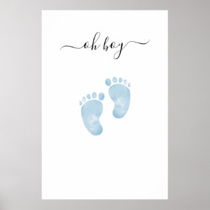 Blue Baby Feet Baby shower Welkomstbord Baby Boy Poster
