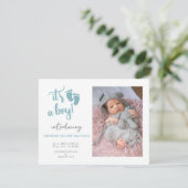 Blue Baby Feet c'est un garçon Photo Faire-part de (Debout devant)