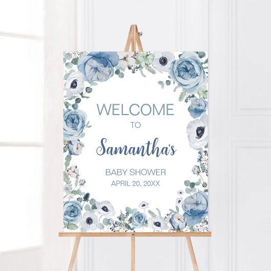 Blue Baby in Bloom Baby shower Welkom Poster
