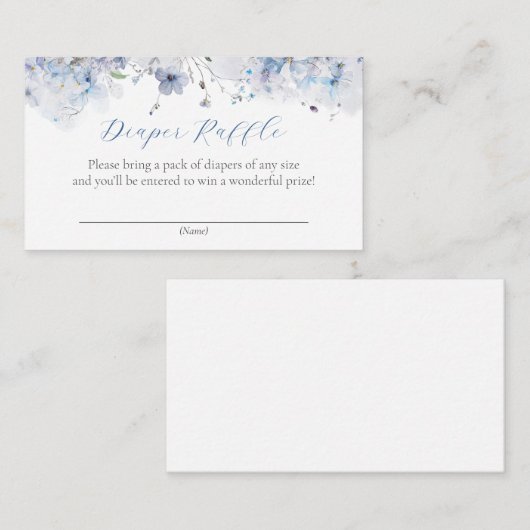 Blue Baby in Bloom Luier Raffle Ticket Informatiekaartje (Voorkant / Achterkant)