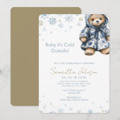 Blue Baby It's Cold Outside Teddy Bear Kaart (Voorkant / Achterkant)