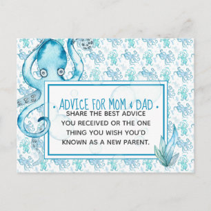 Blue Baby Octopus Baby shower Advice voor moeder e Briefkaart