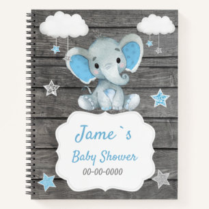 Blue Baby Olifant Boek Baby shower Rustiek