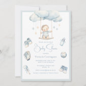 Blue Baby op Cloud Boy Baby shower Invitation Kaart (Voorkant)