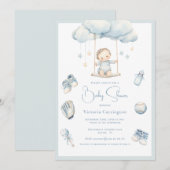 Blue Baby op Cloud Boy Baby shower Kaart (Voorkant / Achterkant)