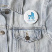 Blue Baby Pram Button Badge (In situ)