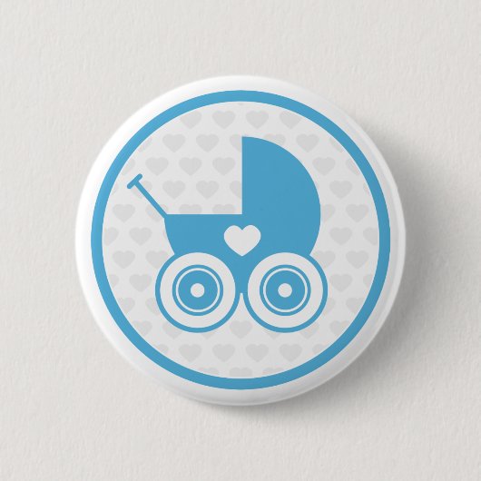 Blue Baby Pram Button Badge (Voorkant)