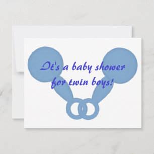 Blue Baby rammelt Twin Boys Douche Uitnodigingen