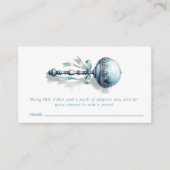Blue Baby Rattle Boy Luier Raffle Ticket Kaart (Voorkant)