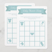 Blue Baby shower Bingo Game Double Sided Kaart (Voorkant / Achterkant)