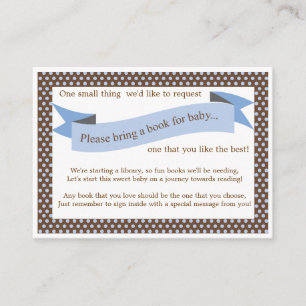 Blue Baby shower Book Insert Request Kaart