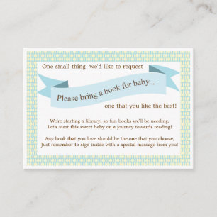 Blue Baby shower Book Insert Request Kaart