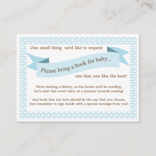 Blue Baby shower Book Insert Request Kaart (Voorkant)