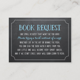 Blue Baby shower Book Request, Neem een boek mee Informatiekaartje