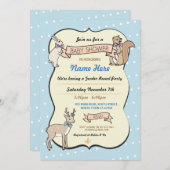 Blue Baby shower Boy Deer Polka Dot Invitation Kaart (Voorkant / Achterkant)