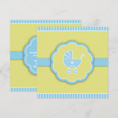 Blue Baby shower Boy Flat Invitation Kaart (Voorkant / Achterkant)