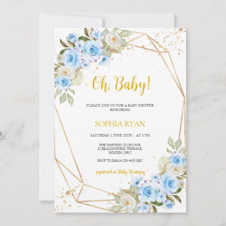 Blue Baby shower Boy Invitation Kaart