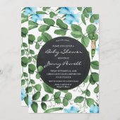 Blue baby shower Invitation Boy Pea In A Pod Kaart (Voorkant / Achterkant)