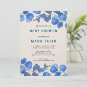 Blue Baby Shower invitation – Custom Name & Event Kaart (Staand voorkant)