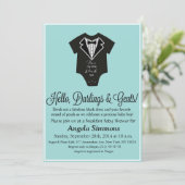 Blue Baby shower Invitation Kaart (Staand voorkant)