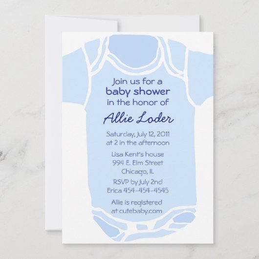 Blue Baby shower Invitation Kaart (Voorkant)